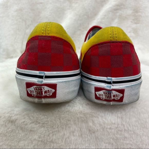 Vans Blue yellow checkered slip on skate shoes. Size 8 - Picture 4 of 6